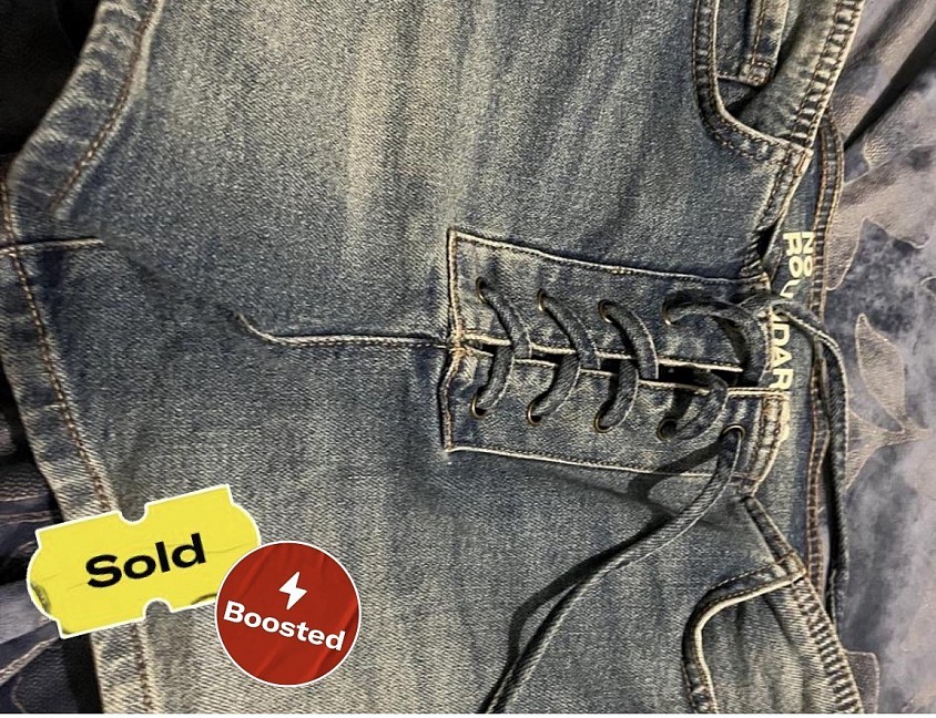 Denim lace front shorts out of stock